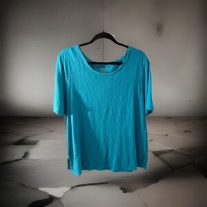 Chicos Women's Size 3 T-shirt Blouse Light‎ Blue Cotton/modal